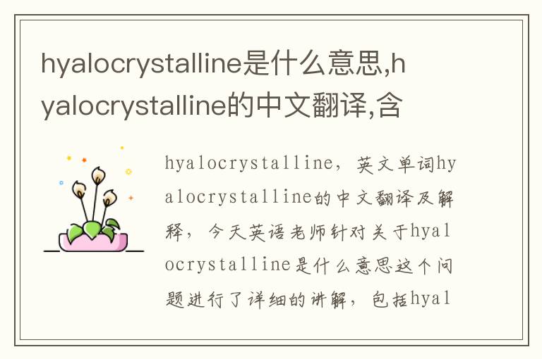 hyalocrystalline是什么意思,hyalocrystalline的中文翻译,含义,读音发音,用法,造句,参考例句