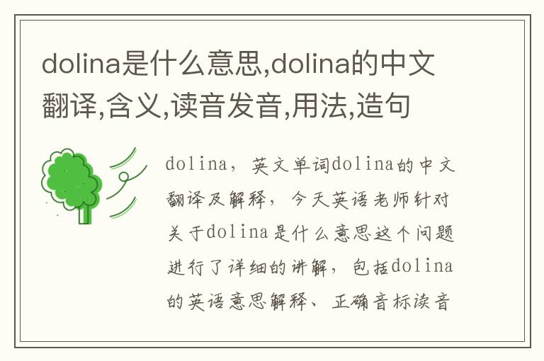 dolina是什么意思,dolina的中文翻译,含义,读音发音,用法,造句,参考例句