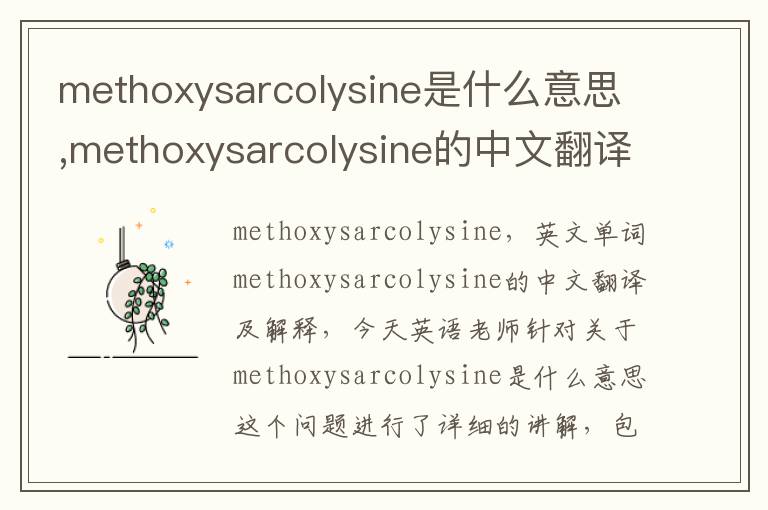 methoxysarcolysine是什么意思,methoxysarcolysine的中文翻译,含义,读音发音,用法,造句,参考例句