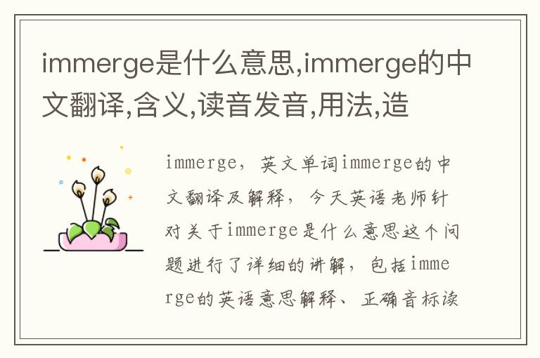 immerge是什么意思,immerge的中文翻译,含义,读音发音,用法,造句,参考例句