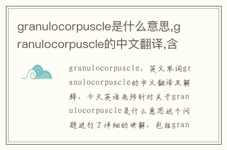 granulocorpuscle是什么意思,granulocorpuscle的中文翻译,含义,读音发音,用法,造句,参考例句