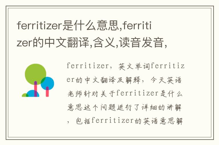 ferritizer是什么意思,ferritizer的中文翻译,含义,读音发音,用法,造句,参考例句