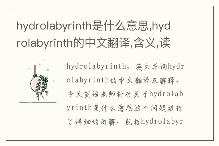 hydrolabyrinth是什么意思,hydrolabyrinth的中文翻译,含义,读音发音,用法,造句,参考例句