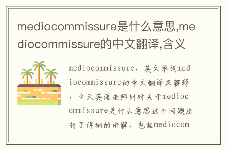 mediocommissure是什么意思,mediocommissure的中文翻译,含义,读音发音,用法,造句,参考例句