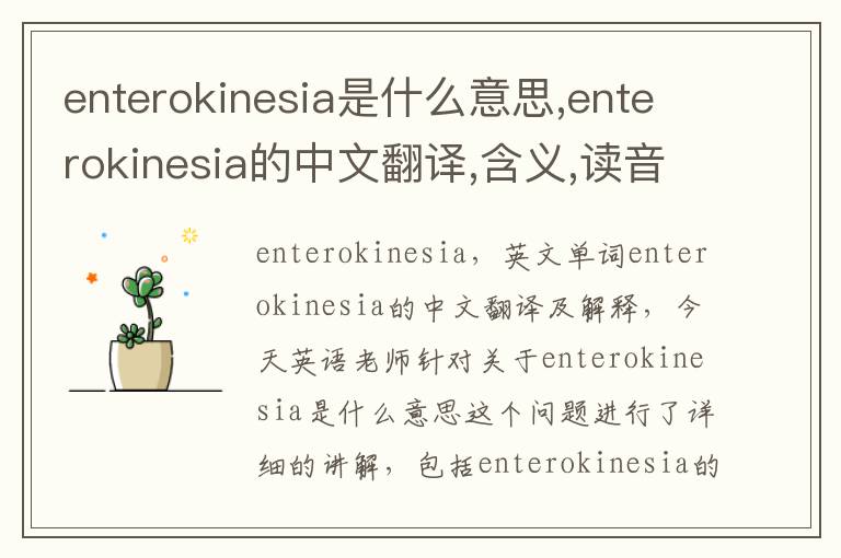 enterokinesia是什么意思,enterokinesia的中文翻译,含义,读音发音,用法,造句,参考例句