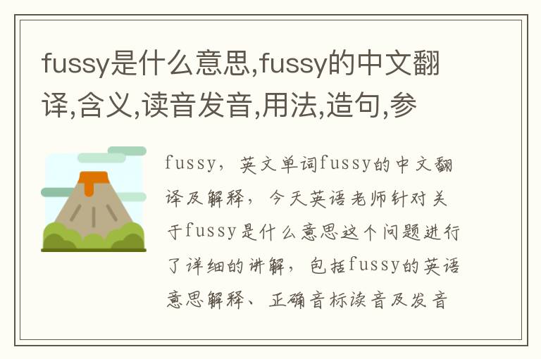 fussy是什么意思,fussy的中文翻译,含义,读音发音,用法,造句,参考例句