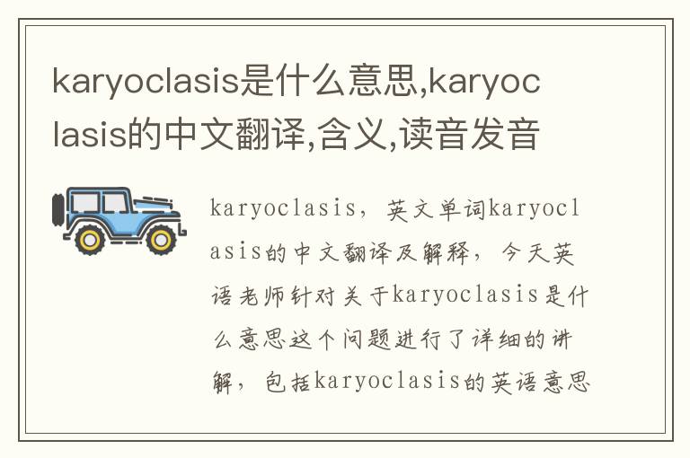 karyoclasis是什么意思,karyoclasis的中文翻译,含义,读音发音,用法,造句,参考例句