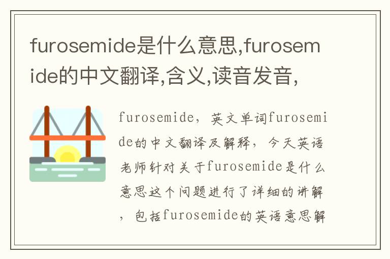 furosemide是什么意思,furosemide的中文翻译,含义,读音发音,用法,造句,参考例句