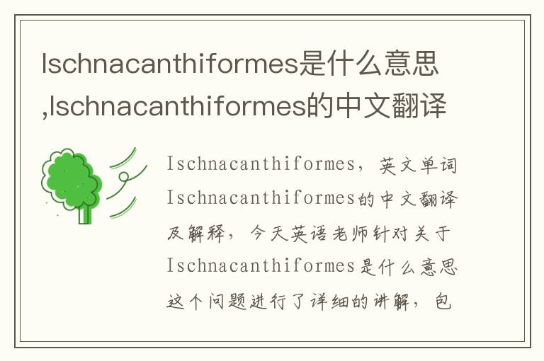 Ischnacanthiformes是什么意思,Ischnacanthiformes的中文翻译,含义,读音发音,用法,造句,参考例句