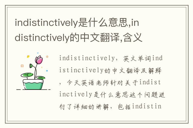 indistinctively是什么意思,indistinctively的中文翻译,含义,读音发音,用法,造句,参考例句