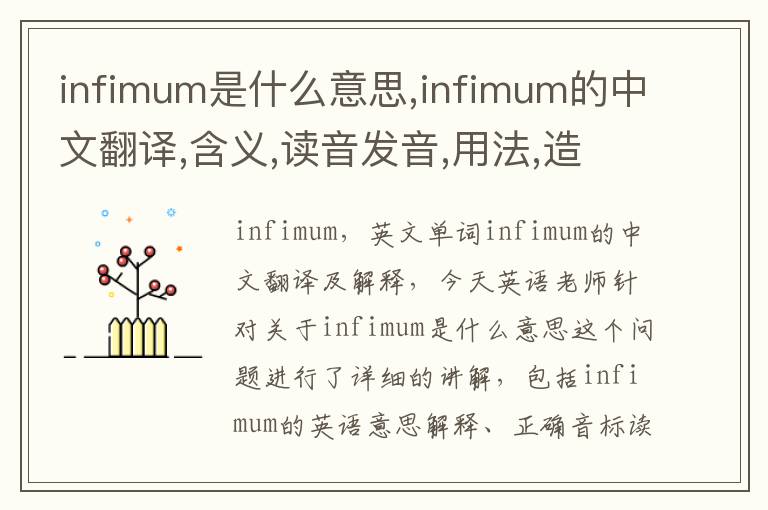 infimum是什么意思,infimum的中文翻译,含义,读音发音,用法,造句,参考例句