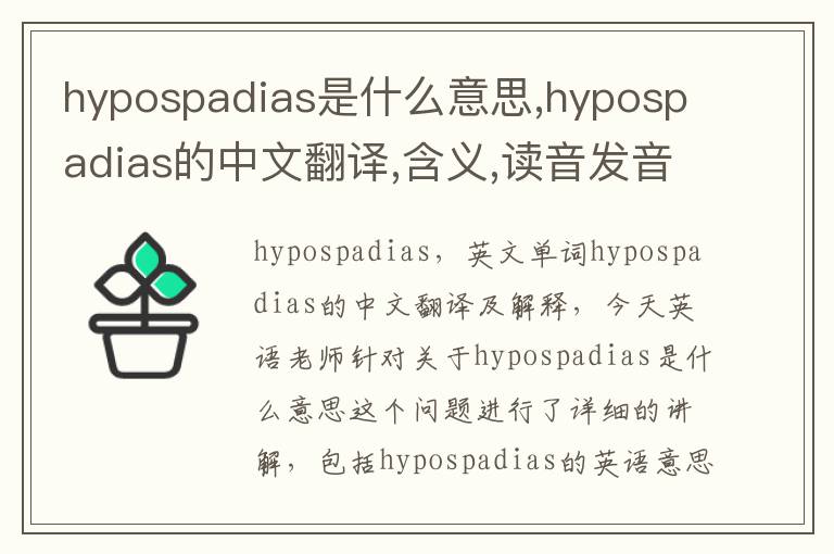 hypospadias是什么意思,hypospadias的中文翻译,含义,读音发音,用法,造句,参考例句