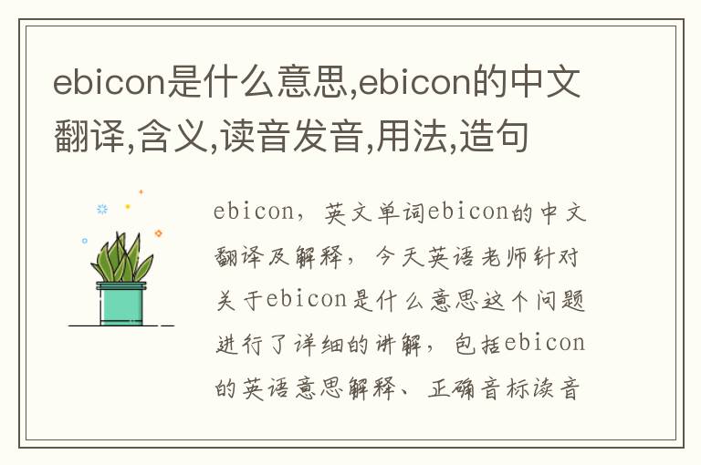 ebicon是什么意思,ebicon的中文翻译,含义,读音发音,用法,造句,参考例句