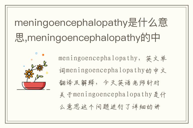 meningoencephalopathy是什么意思,meningoencephalopathy的中文翻译,含义,读音发音,用法,造句,参考例句