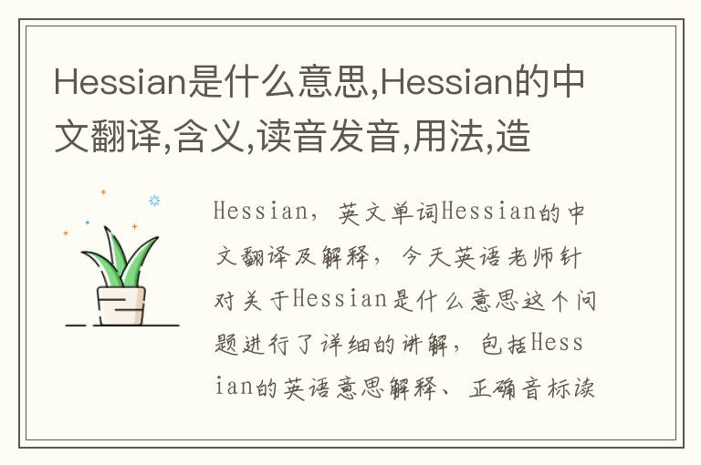 Hessian是什么意思,Hessian的中文翻译,含义,读音发音,用法,造句,参考例句