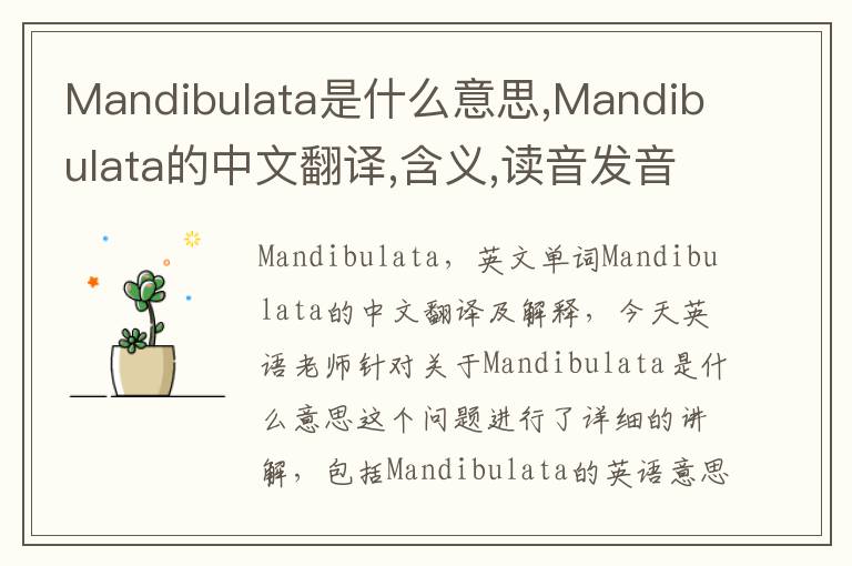 Mandibulata是什么意思,Mandibulata的中文翻译,含义,读音发音,用法,造句,参考例句