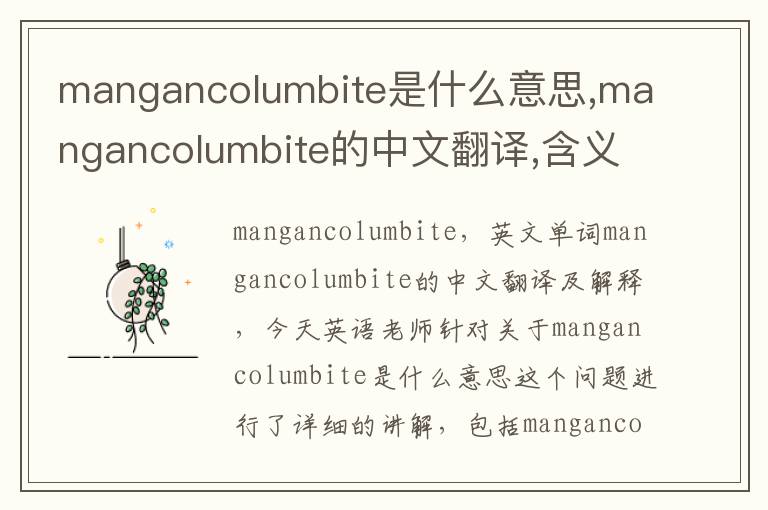 mangancolumbite是什么意思,mangancolumbite的中文翻译,含义,读音发音,用法,造句,参考例句