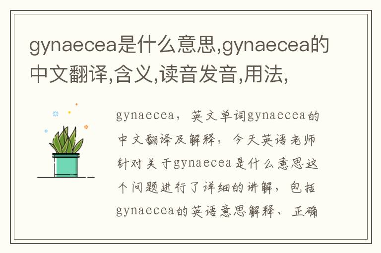 gynaecea是什么意思,gynaecea的中文翻译,含义,读音发音,用法,造句,参考例句