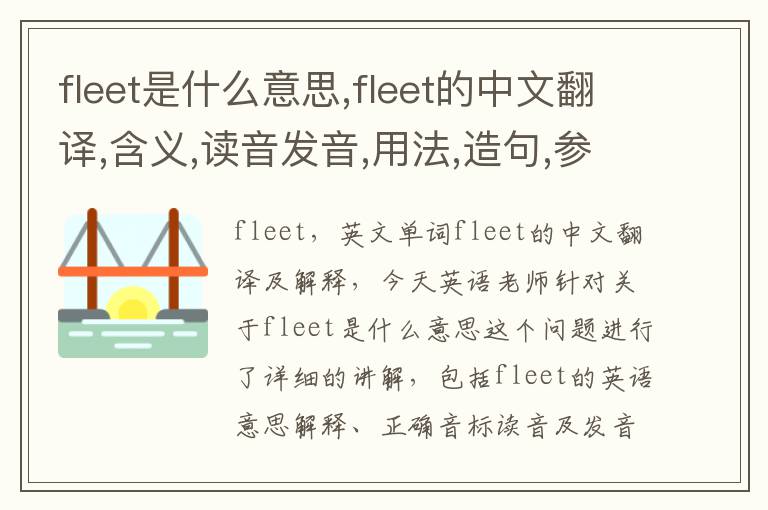 fleet是什么意思,fleet的中文翻译,含义,读音发音,用法,造句,参考例句