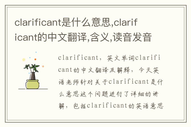 clarificant是什么意思,clarificant的中文翻译,含义,读音发音,用法,造句,参考例句