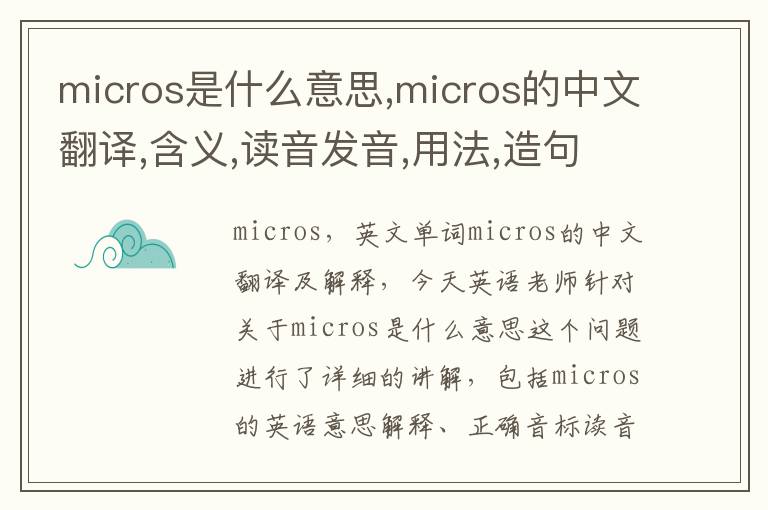 micros是什么意思,micros的中文翻译,含义,读音发音,用法,造句,参考例句