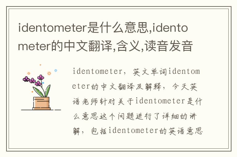 identometer是什么意思,identometer的中文翻译,含义,读音发音,用法,造句,参考例句