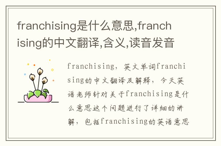 franchising是什么意思,franchising的中文翻译,含义,读音发音,用法,造句,参考例句