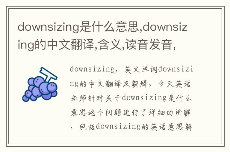 downsizing是什么意思,downsizing的中文翻译,含义,读音发音,用法,造句,参考例句