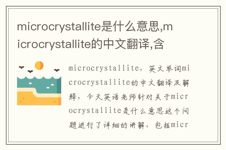 microcrystallite是什么意思,microcrystallite的中文翻译,含义,读音发音,用法,造句,参考例句