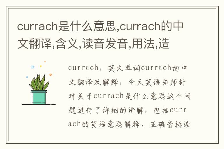 currach是什么意思,currach的中文翻译,含义,读音发音,用法,造句,参考例句