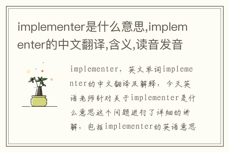 implementer是什么意思,implementer的中文翻译,含义,读音发音,用法,造句,参考例句