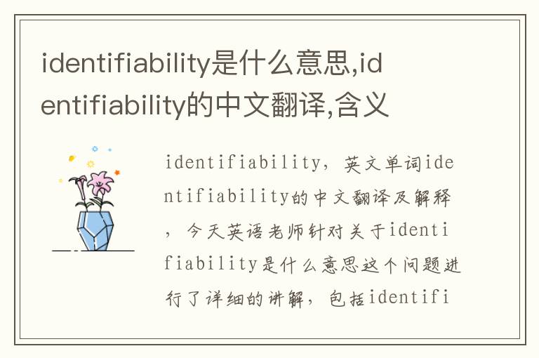 identifiability是什么意思,identifiability的中文翻译,含义,读音发音,用法,造句,参考例句