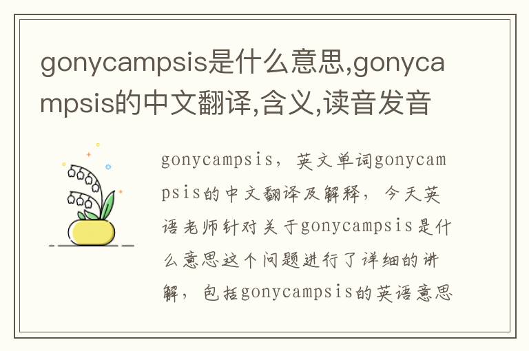 gonycampsis是什么意思,gonycampsis的中文翻译,含义,读音发音,用法,造句,参考例句