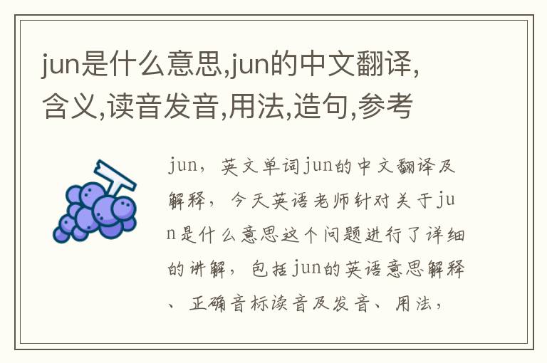 jun是什么意思,jun的中文翻译,含义,读音发音,用法,造句,参考例句