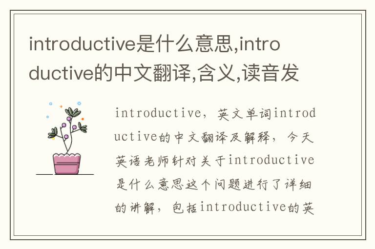 introductive是什么意思,introductive的中文翻译,含义,读音发音,用法,造句,参考例句