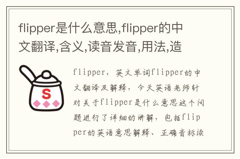 flipper是什么意思,flipper的中文翻译,含义,读音发音,用法,造句,参考例句