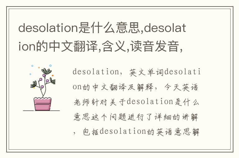 desolation是什么意思,desolation的中文翻译,含义,读音发音,用法,造句,参考例句