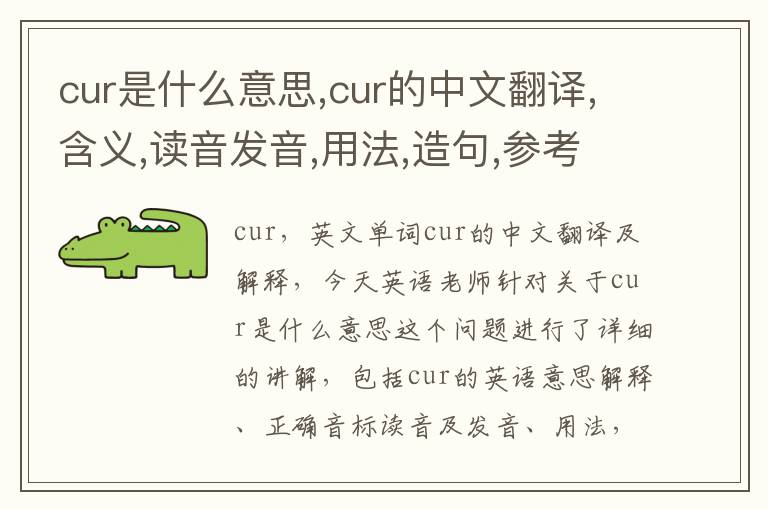 cur是什么意思,cur的中文翻译,含义,读音发音,用法,造句,参考例句