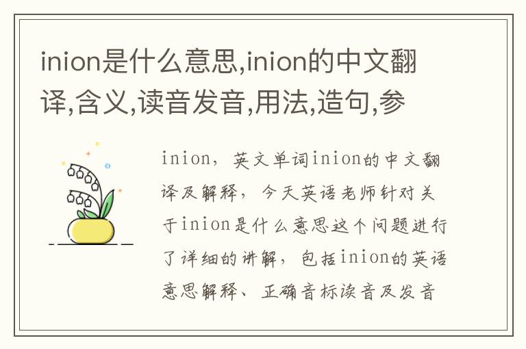 inion是什么意思,inion的中文翻译,含义,读音发音,用法,造句,参考例句