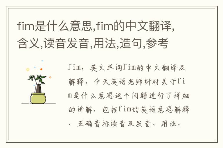 fim是什么意思,fim的中文翻译,含义,读音发音,用法,造句,参考例句