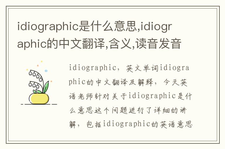 idiographic是什么意思,idiographic的中文翻译,含义,读音发音,用法,造句,参考例句