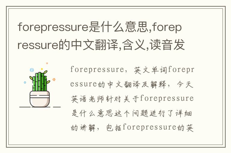 forepressure是什么意思,forepressure的中文翻译,含义,读音发音,用法,造句,参考例句