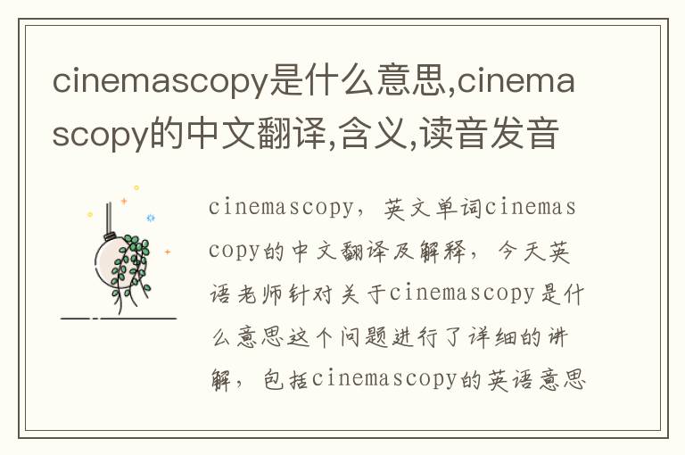 cinemascopy是什么意思,cinemascopy的中文翻译,含义,读音发音,用法,造句,参考例句