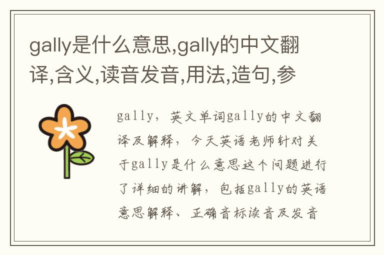 gally是什么意思,gally的中文翻译,含义,读音发音,用法,造句,参考例句