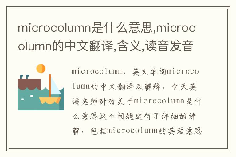 microcolumn是什么意思,microcolumn的中文翻译,含义,读音发音,用法,造句,参考例句