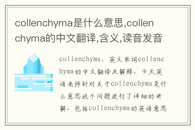 collenchyma是什么意思,collenchyma的中文翻译,含义,读音发音,用法,造句,参考例句