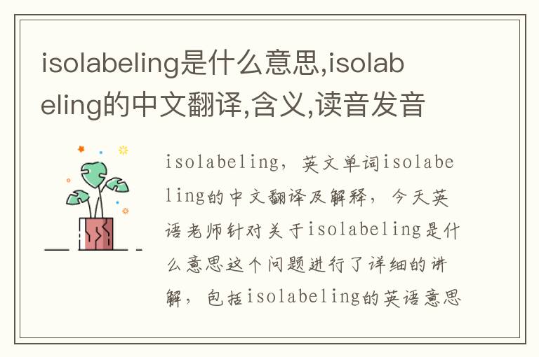 isolabeling是什么意思,isolabeling的中文翻译,含义,读音发音,用法,造句,参考例句