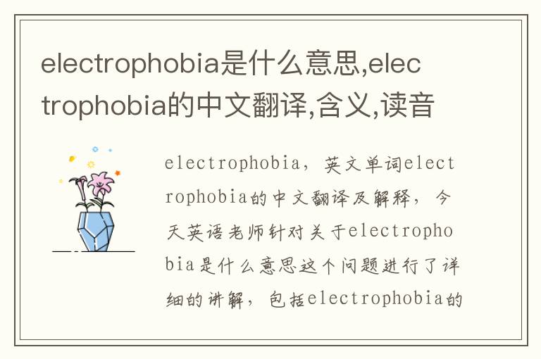 electrophobia是什么意思,electrophobia的中文翻译,含义,读音发音,用法,造句,参考例句