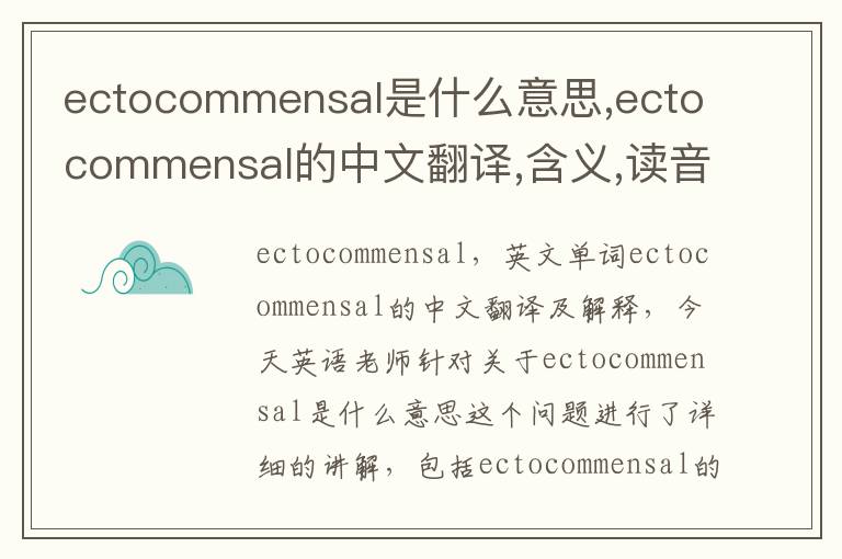 ectocommensal是什么意思,ectocommensal的中文翻译,含义,读音发音,用法,造句,参考例句