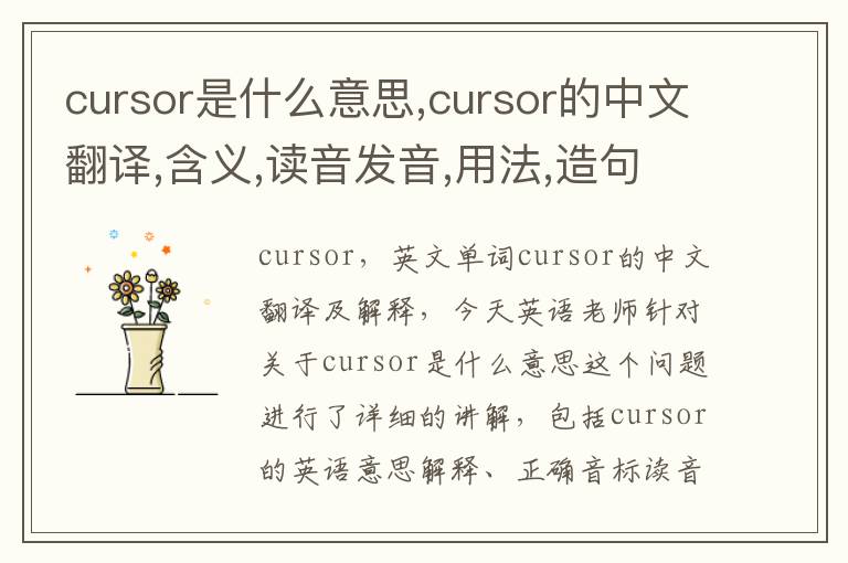 cursor是什么意思,cursor的中文翻译,含义,读音发音,用法,造句,参考例句